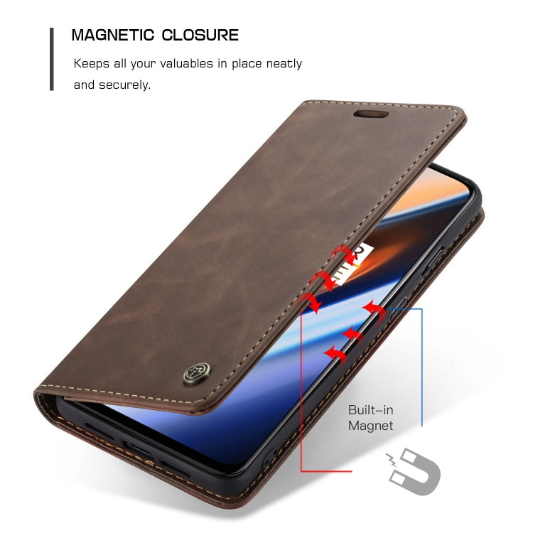 CaseMe-013 Multi-functional Retro Frosted Horizontal Flip Leather Case with Card Slot & Holder & Wallet For OnePlus 7(Coffee) - OnePlus Cases by CaseMe | Online Shopping South Africa | PMC Jewellery | Buy Now Pay Later Mobicred