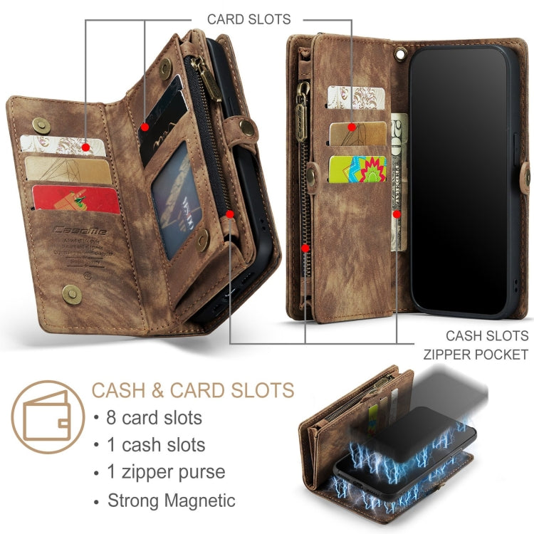 For iPhone 11 Pro CaseMe-008 Detachable Multifunctional Horizontal Flip Leather Case with Card Slot & Holder & Zipper Wallet & Photo Frame (Brown) - iPhone 11 Pro Cases by CaseMe | Online Shopping South Africa | PMC Jewellery | Buy Now Pay Later Mobicred