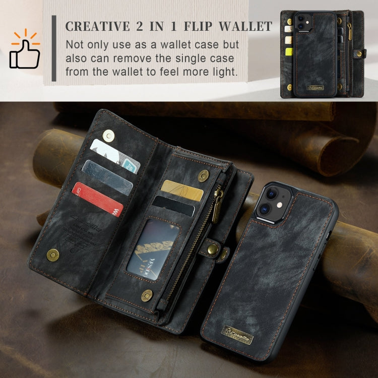 For iPhone 11 CaseMe-008 Detachable Multifunctional Horizontal Flip Leather Case with Card Slot & Holder & Zipper Wallet & Photo Frame (Black) - iPhone 11 Cases by CaseMe | Online Shopping South Africa | PMC Jewellery | Buy Now Pay Later Mobicred