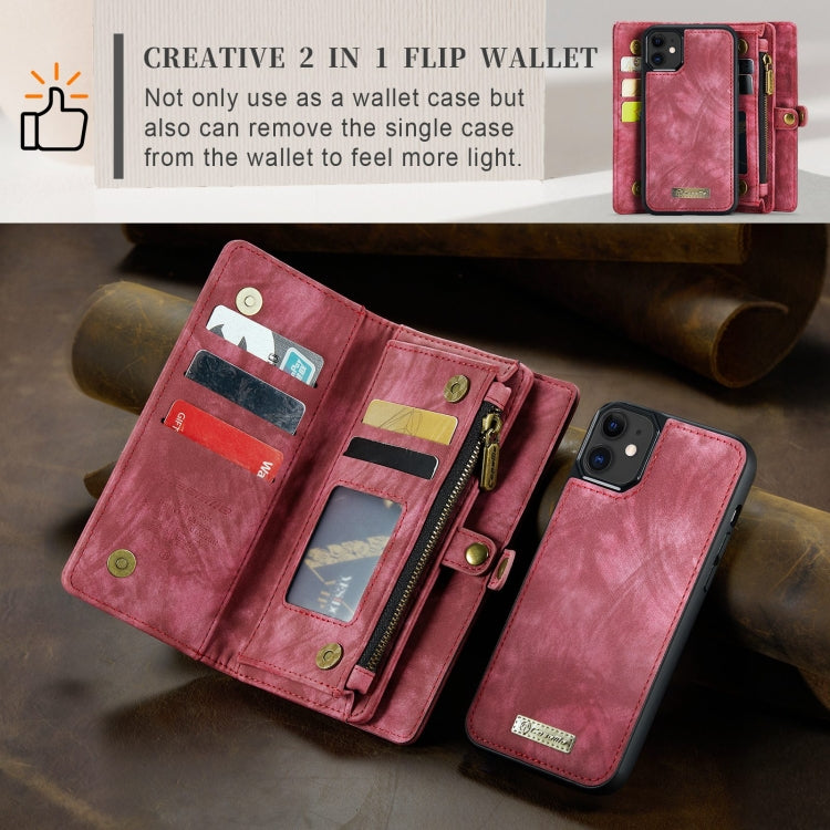 For iPhone 11 CaseMe-008 Detachable Multifunctional Horizontal Flip Leather Case with Card Slot & Holder & Zipper Wallet & Photo Frame (Red) - iPhone 11 Cases by CaseMe | Online Shopping South Africa | PMC Jewellery | Buy Now Pay Later Mobicred