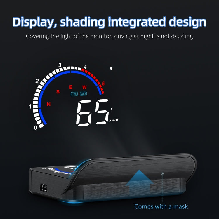 M13 Plus OBD2 + GPS Mode Car Head-up Display HUD Overspeed / Speed / Water Temperature Alarm / Eliminate Fault Codes - Head Up Display System by PMC Jewellery | Online Shopping South Africa | PMC Jewellery | Buy Now Pay Later Mobicred