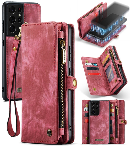 For Samsung Galaxy S21 Ultra 5G CaseMe Detachable Multifunctional Horizontal Flip Leather Case, with Card Slot & Holder & Zipper Wallet & Photo Frame(Red) - Galaxy S21 Ultra 5G Cases by CaseMe | Online Shopping South Africa | PMC Jewellery | Buy Now Pay Later Mobicred