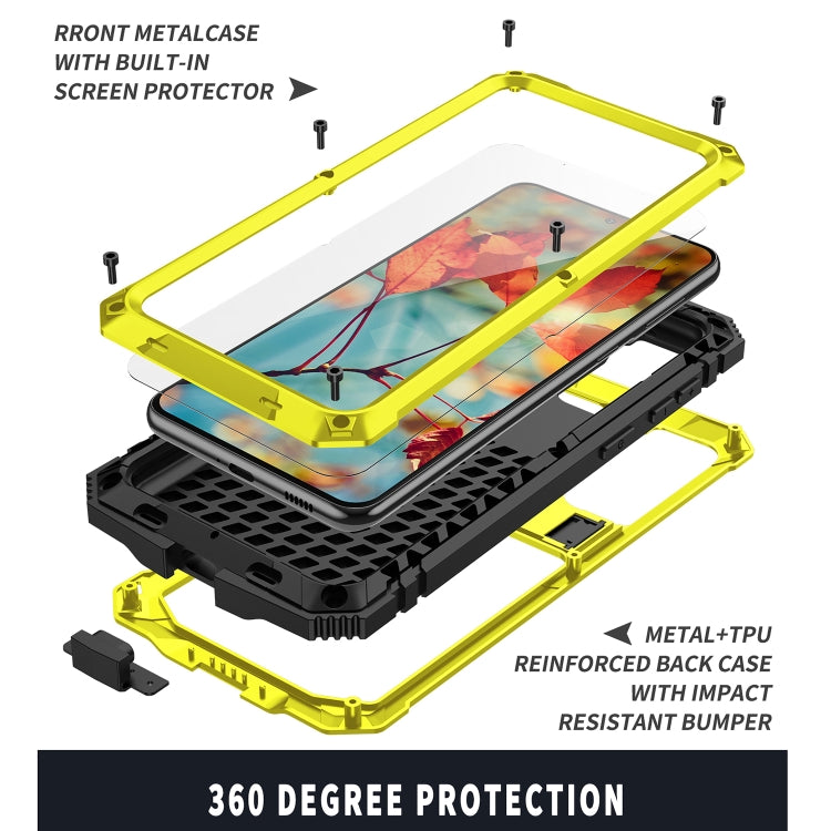 For Samsung Galaxy S21 5G R-JUST Shockproof Waterproof Dust-proof Metal + Silicone Protective Case with Holder(Yellow) - Galaxy S21 5G Cases by R-JUST | Online Shopping South Africa | PMC Jewellery