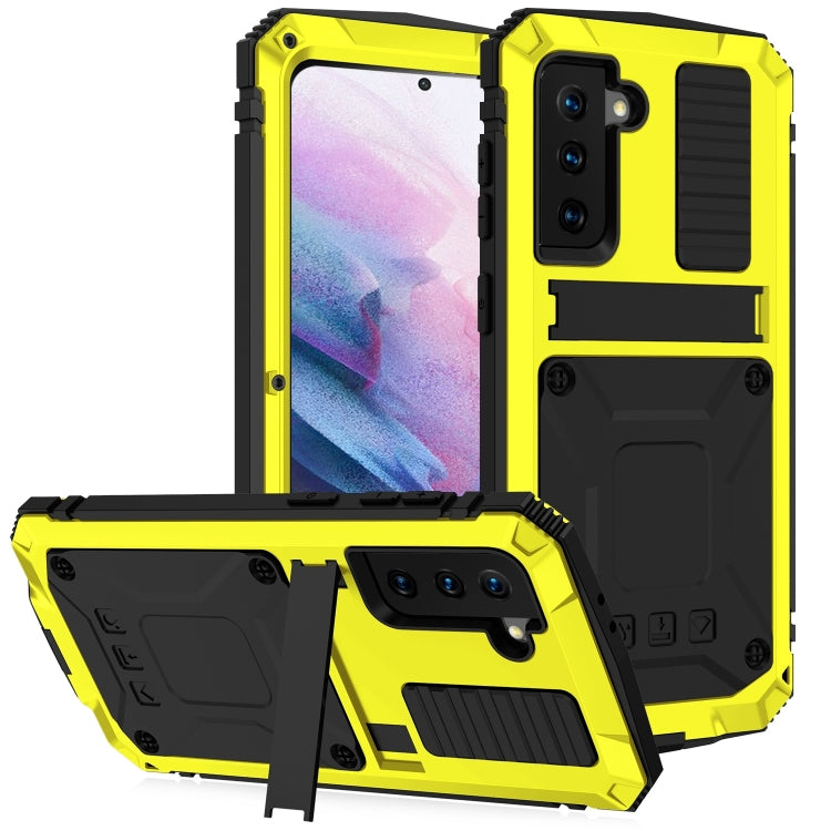 For Samsung Galaxy S21+ 5G R-JUST Shockproof Waterproof Dust-proof Metal + Silicone Protective Case with Holder(Yellow) - Galaxy S21+ 5G Cases by R-JUST | Online Shopping South Africa | PMC Jewellery