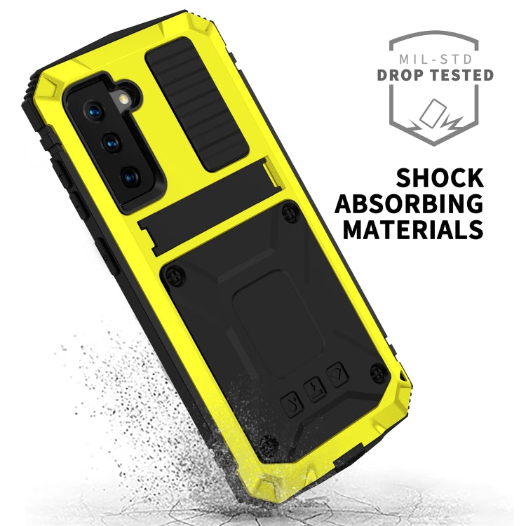 For Samsung Galaxy S21+ 5G R-JUST Shockproof Waterproof Dust-proof Metal + Silicone Protective Case with Holder(Yellow) - Galaxy S21+ 5G Cases by R-JUST | Online Shopping South Africa | PMC Jewellery