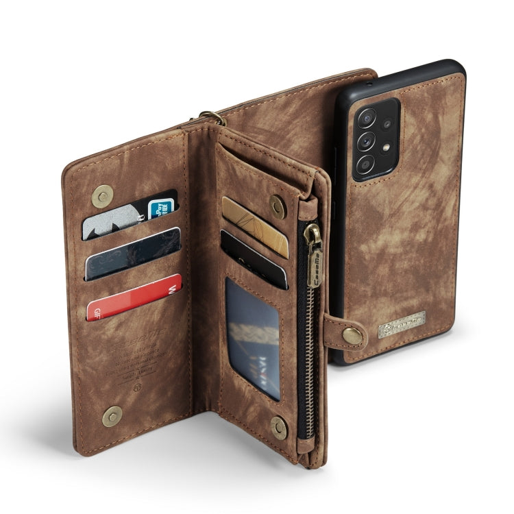 For Samsung Galaxy A52 5G / 4G CaseMe Detachable Multifunctional Horizontal Flip Leather Case, with Card Slot & Holder & Zipper Wallet & Photo Frame(Brown) - Galaxy Phone Cases by CaseMe | Online Shopping South Africa | PMC Jewellery | Buy Now Pay Later Mobicred