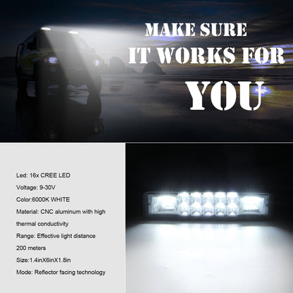 2 PCS Car 6 inch Dual-row Mixed Light Strip Lamp Floodlight & Spotlight Work Light - Work Lights by PMC Jewellery | Online Shopping South Africa | PMC Jewellery | Buy Now Pay Later Mobicred