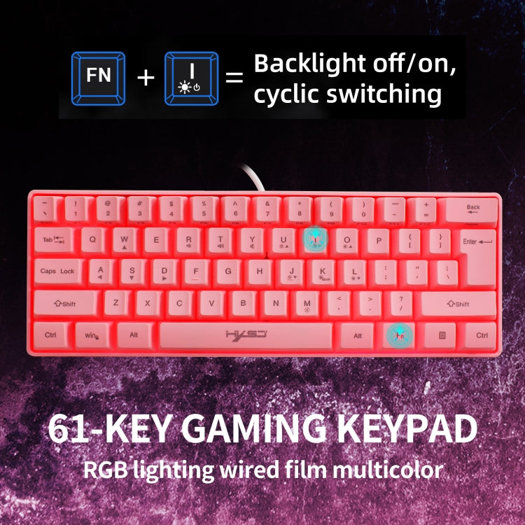 HXSJ V700 61 Keys RGB Lighting Gaming Wired Keyboard (Pink) - Wired Keyboard by HXSJ | Online Shopping South Africa | PMC Jewellery | Buy Now Pay Later Mobicred