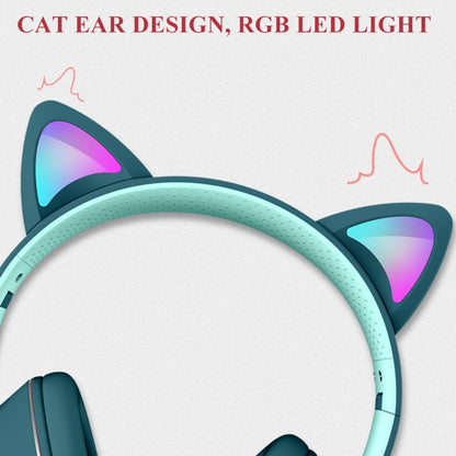 AKZ-022 USB + 3.5mm Port Cat Ear Design Foldable LED Headset with Mic(Black) - Multimedia Headset by PMC Jewellery | Online Shopping South Africa | PMC Jewellery | Buy Now Pay Later Mobicred