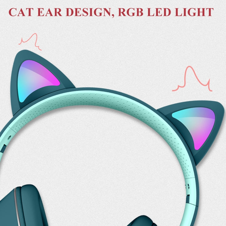 AKZ-022 USB + 3.5mm Port Cat Ear Design Foldable LED Headset with Mic(Pink) - Multimedia Headset by PMC Jewellery | Online Shopping South Africa | PMC Jewellery | Buy Now Pay Later Mobicred