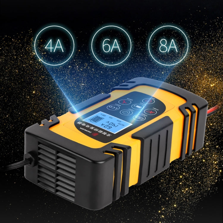 DEMUDA DC-80 Car Battery Charger 12V/24V Intelligent Pulse Repair Type Lead-acid Battery, Plug Type:UK Plug(Yellow) - Battery Charger by PMC Jewellery | Online Shopping South Africa | PMC Jewellery | Buy Now Pay Later Mobicred