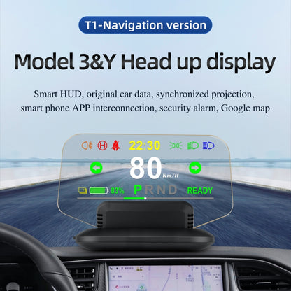 T1 5.1 inch Car HUD Head-up Display Overspeed Alarm / Remaining Battery Percentage Display for Tesla Model 3 / Y - Head Up Display System by PMC Jewellery | Online Shopping South Africa | PMC Jewellery | Buy Now Pay Later Mobicred