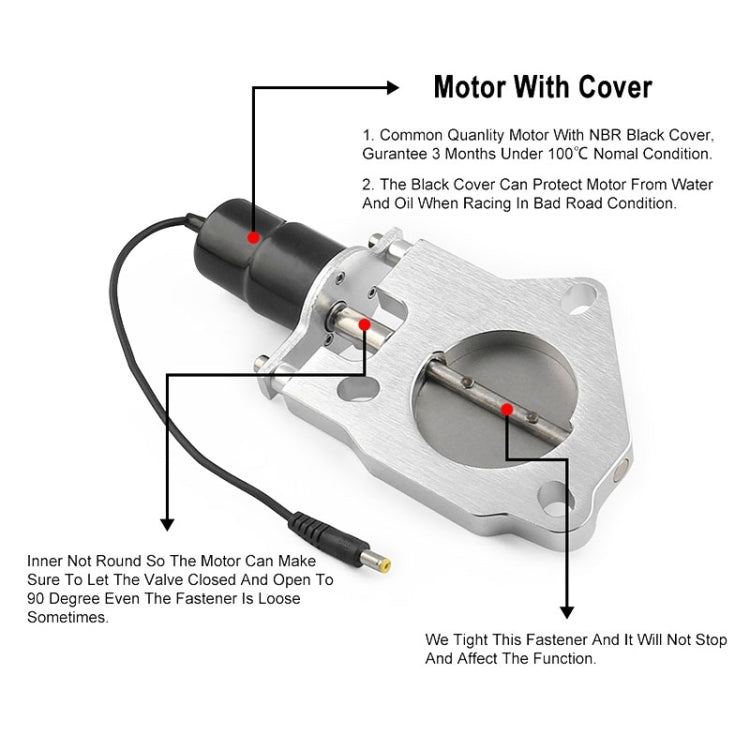 Universal Car Stainless Steel Racing Electric Exhaust Cutout Valves Control Motor, Size:2.25 inch - Exhaust Pipes by PMC Jewellery | Online Shopping South Africa | PMC Jewellery | Buy Now Pay Later Mobicred