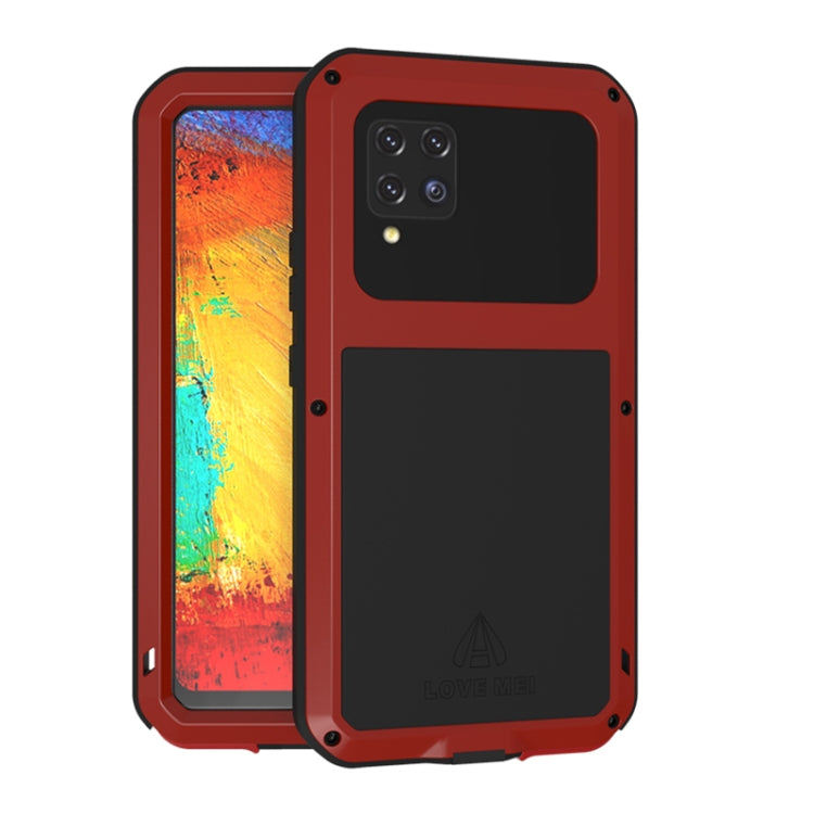 For Samsung Galaxy A42 LOVE MEI Metal Shockproof Waterproof Dustproof Protective Case with Glass(Red) - Galaxy Phone Cases by LOVE MEI | Online Shopping South Africa | PMC Jewellery