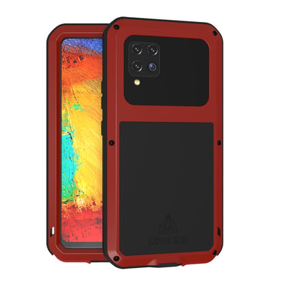 For Samsung Galaxy A42 LOVE MEI Metal Shockproof Waterproof Dustproof Protective Case with Glass(Red) - Galaxy Phone Cases by LOVE MEI | Online Shopping South Africa | PMC Jewellery