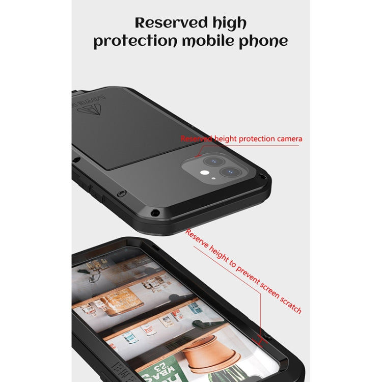 For iPhone 12 LOVE MEI Metal Shockproof Life Waterproof Dustproof Protective Case(Black) - iPhone 12 / 12 Pro Cases by LOVE MEI | Online Shopping South Africa | PMC TechLife | Buy Now Pay Later Mobicred