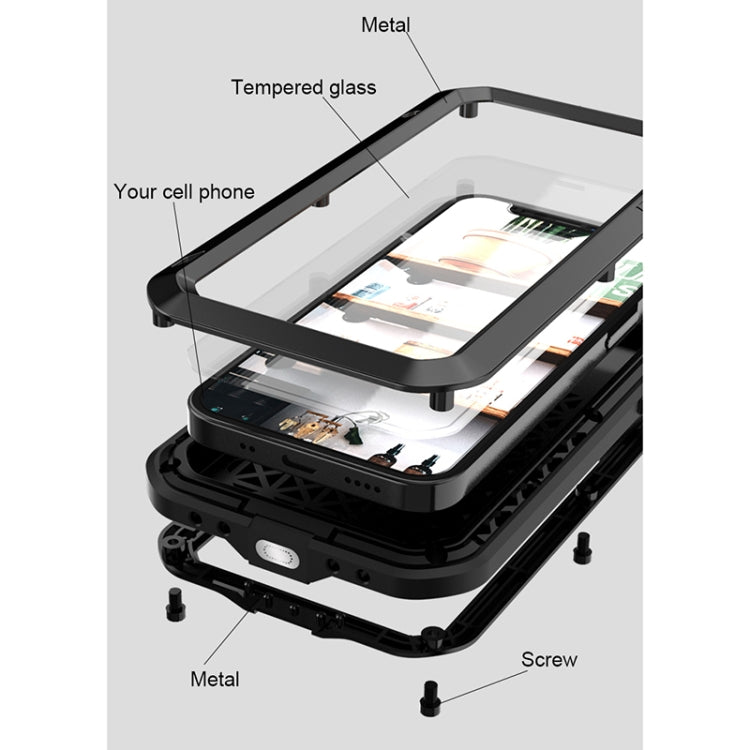 For iPhone 12 LOVE MEI Metal Shockproof Life Waterproof Dustproof Protective Case(White) - iPhone 12 / 12 Pro Cases by LOVE MEI | Online Shopping South Africa | PMC TechLife | Buy Now Pay Later Mobicred