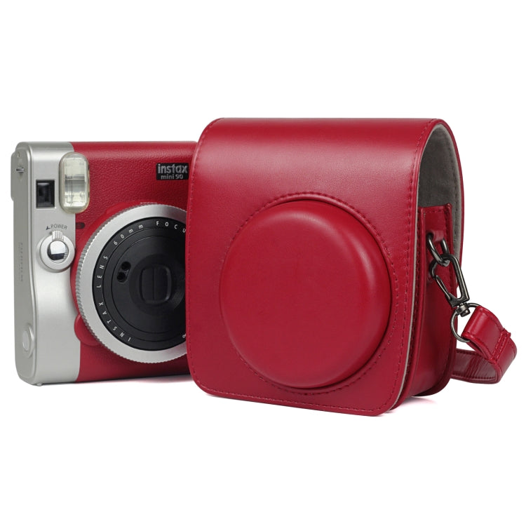 Solid Color PU Camera Bag with Shoulder Strap for Fujifilm Instax mini 90(Red) - free shipping - PMC TechLife - Order now!