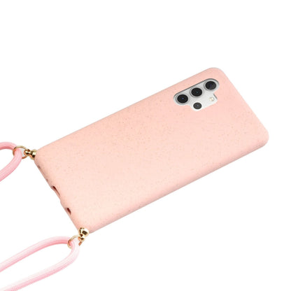 For Samsung Galaxy A32 5G Wheat Straw Material + TPU Protective Case with Lanyard(Pink) - Galaxy Phone Cases by PMC Jewellery | Online Shopping South Africa | PMC Jewellery