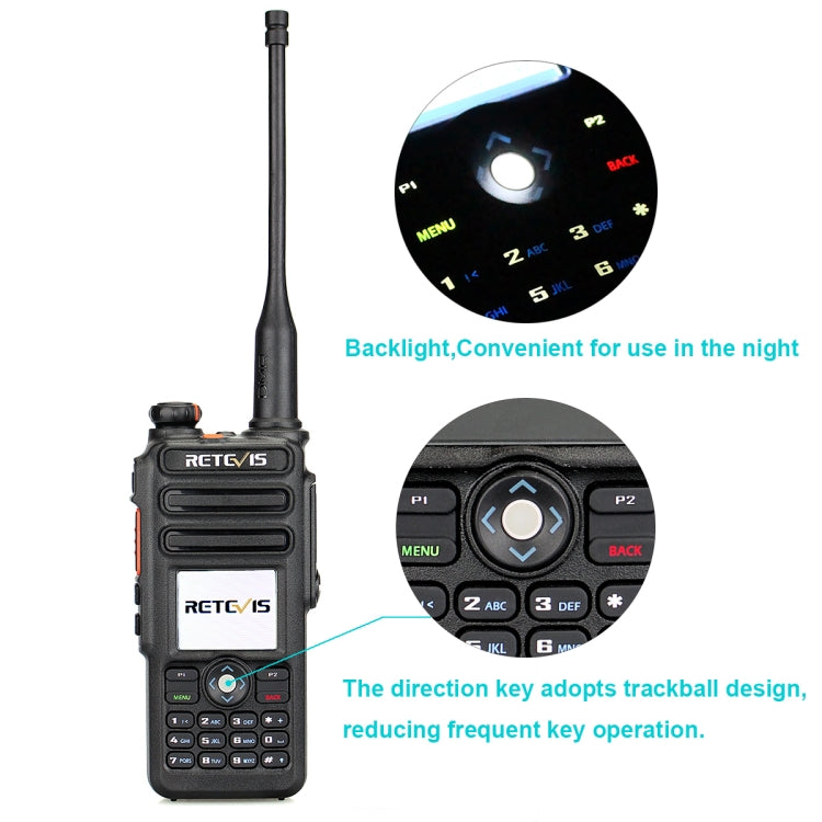 RETEVIS RT82 136-174&400-480MHz 3000CHS Dual Band DMR Digital Waterproof Two Way Radio Handheld Walkie Talkie, EU Plug(Black) - Handheld Walkie Talkie by RETEVIS | Online Shopping South Africa | PMC Jewellery | Buy Now Pay Later Mobicred