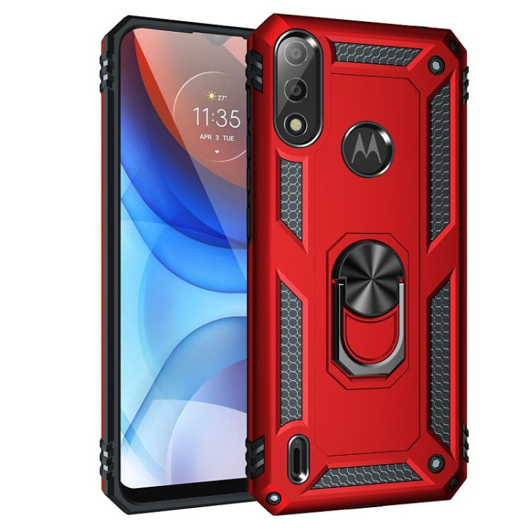 For Motorola Moto E7 Power (2021) Shockproof TPU + PC Protective Case with 360 Degree Rotating Holder(Red) - Motorola Cases by PMC Jewellery | Online Shopping South Africa | PMC Jewellery | Buy Now Pay Later Mobicred