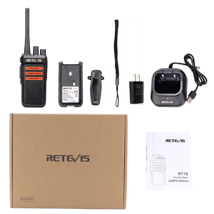 RETEVIS RT76 5W 30CHS GMRS Two Way Radio Handheld Walkie Talkie, US Plug(Black) - Handheld Walkie Talkie by RETEVIS | Online Shopping South Africa | PMC Jewellery | Buy Now Pay Later Mobicred