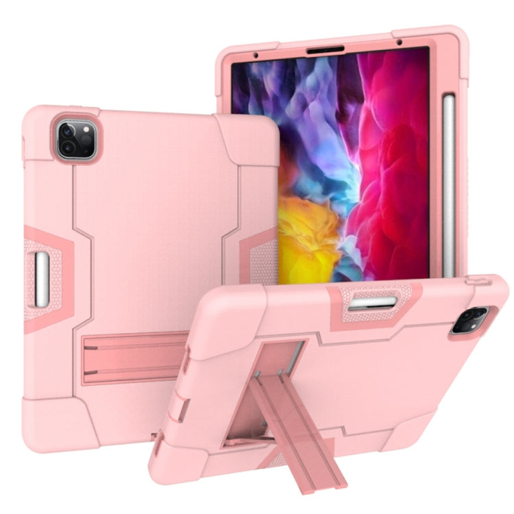 Contrast Color Robot Shockproof Silicone + PC Protective Case with Holder & Pen Slot For iPad Pro 12.9 (2018) / (2020)(Rose Gold) - iPad Pro 12.9 (2018) Cases by PMC Jewellery | Online Shopping South Africa | PMC Jewellery