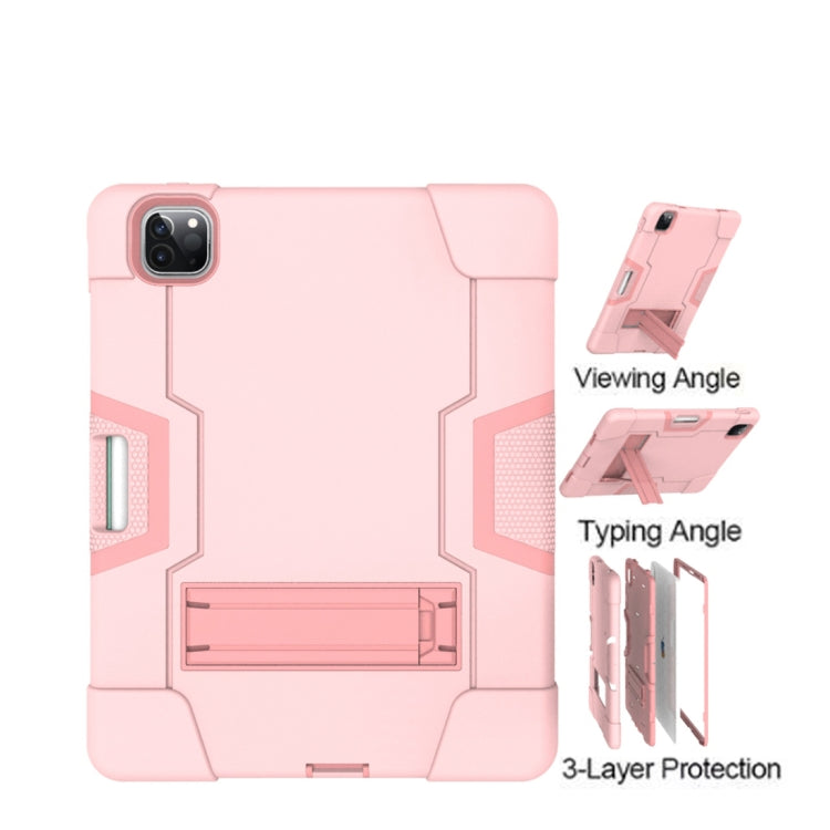 Contrast Color Robot Shockproof Silicone + PC Protective Case with Holder & Pen Slot For iPad Pro 12.9 (2018) / (2020)(Rose Gold) - iPad Pro 12.9 (2018) Cases by PMC Jewellery | Online Shopping South Africa | PMC Jewellery