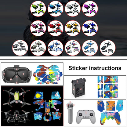 FPV-TZ-SF 4 in 1 Waterproof Anti-Scratch Decal Skin Wrap Stickers Personalized Film Kits for DJI FPV Drone & Goggles V2 & Remote Control & Rocker(Graffiti) - Protective Film & Stickers by PMC Jewellery | Online Shopping South Africa | PMC Jewellery | Buy Now Pay Later Mobicred