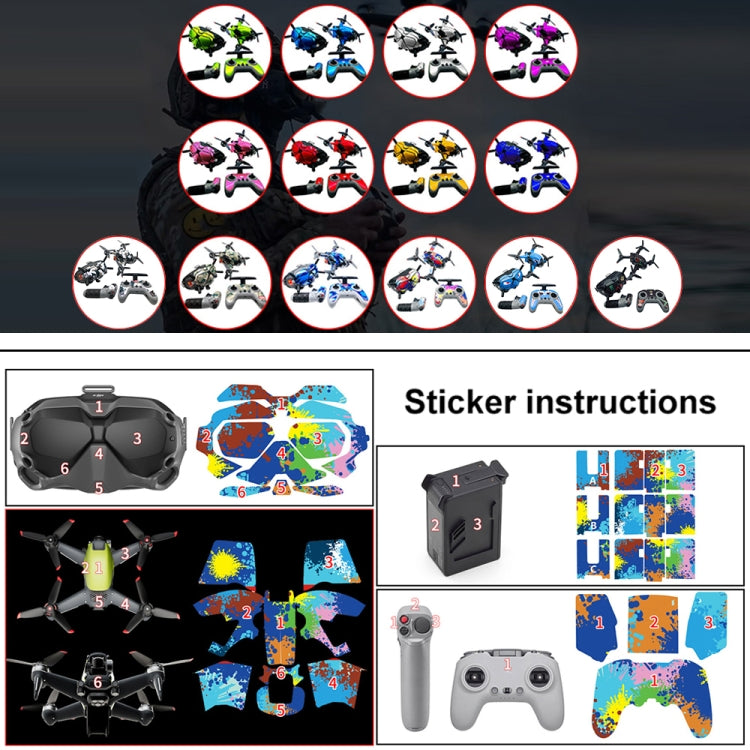 FPV-TZ-SF 4 in 1 Waterproof Anti-Scratch Decal Skin Wrap Stickers Personalized Film Kits for DJI FPV Drone & Goggles V2 & Remote Control & Rocker(Fluorescent Blue) - Protective Film & Stickers by PMC Jewellery | Online Shopping South Africa | PMC Jewellery | Buy Now Pay Later Mobicred