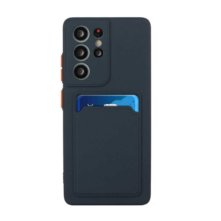 For Samsung Galaxy S21 Ultra 5G Card Slot Design Shockproof TPU Protective Case(Dark Blue) - Galaxy S21 Ultra 5G Cases by PMC Jewellery | Online Shopping South Africa | PMC Jewellery