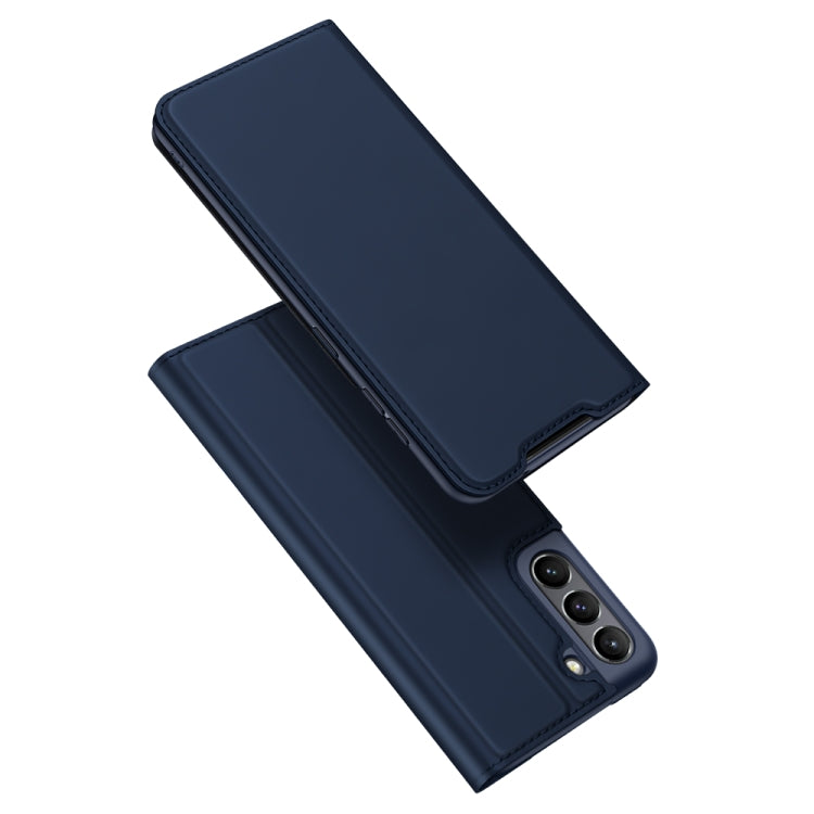 For Samsung Galaxy S21 FE DUX DUCIS Skin Pro Series Horizontal Flip PU + TPU Leather Case with Holder & Card Slots(Blue) - Galaxy Phone Cases by DUX DUCIS | Online Shopping South Africa | PMC Jewellery | Buy Now Pay Later Mobicred