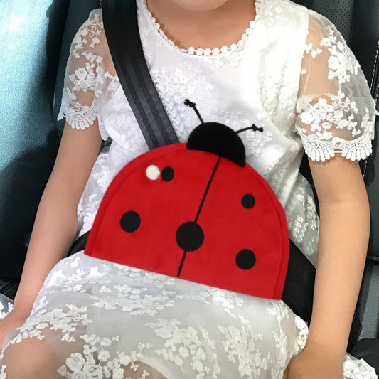 Car Child Seat Belt Adjusting and Fixing Device Buttons Seat Belt Anti-strangulation Shoulder Cover, Style:Flannel Fabric Ladybug - Seat Belts & Padding by PMC Jewellery | Online Shopping South Africa | PMC Jewellery | Buy Now Pay Later Mobicred