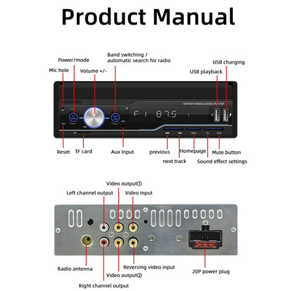 T100C 7 inch Manually Retractable Screen Car MP5 Player Radio, Support Mirror Link & FM & TF Card & USB & Bluetooth Hand-free Calling & Reversing Trajectory System & CayPlay Connection - Car MP3 & MP4 & MP5 by PMC Jewellery | Online Shopping South Africa | PMC Jewellery | Buy Now Pay Later Mobicred