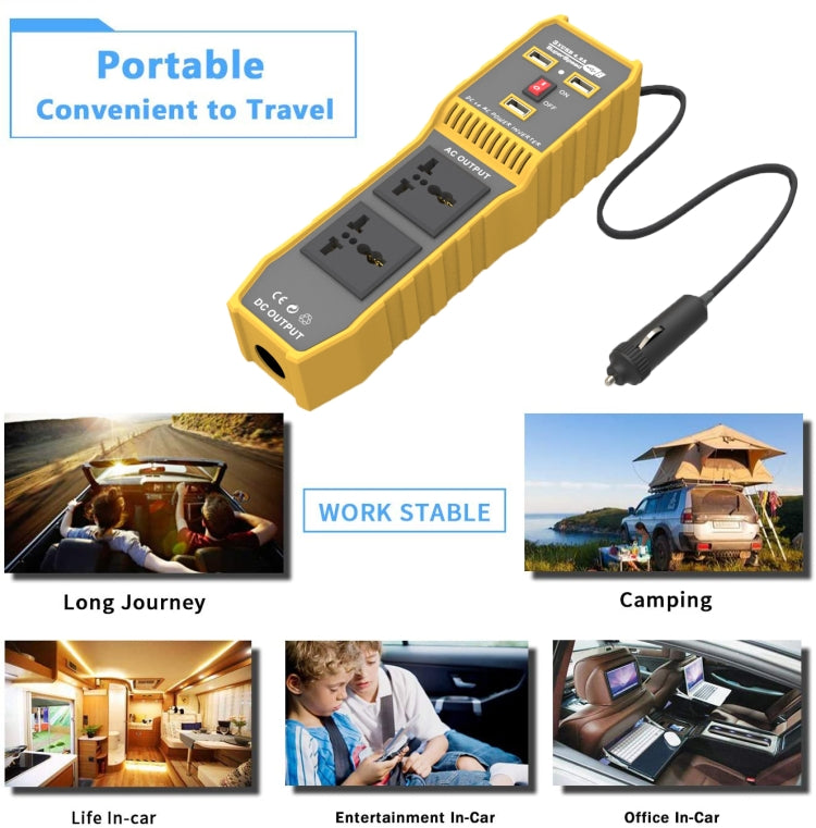 12V to 110V 300W Car Power Inverter with Three USB - Modified Square Wave by PMC TechLife | Online Shopping South Africa | PMC TechLife | Buy Now Pay Later Mobicred