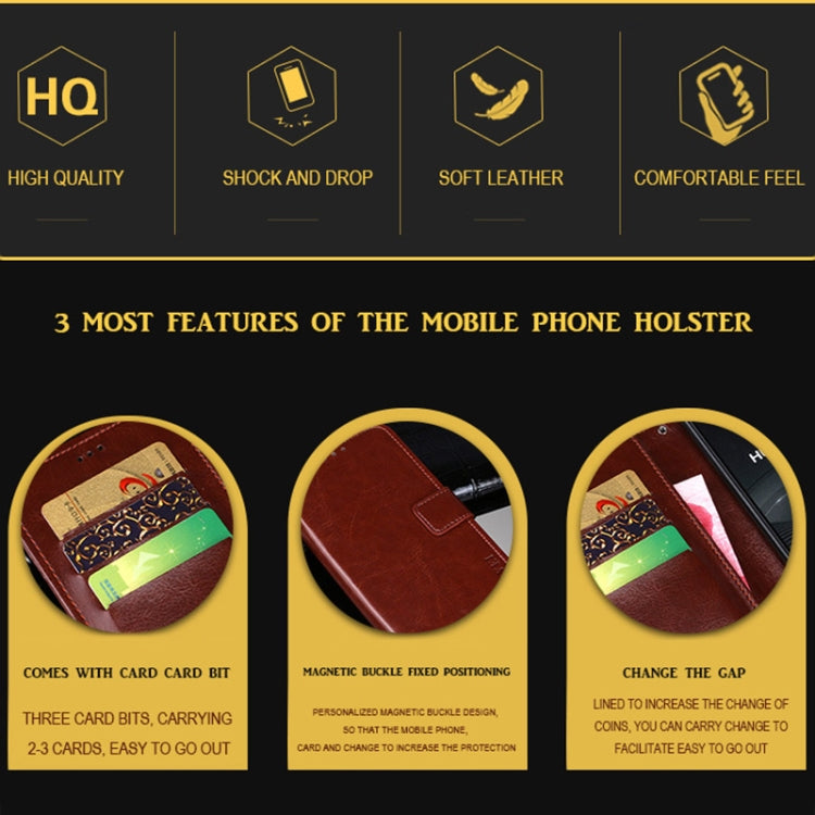 For Wiko Power U30 idewei Crazy Horse Texture Horizontal Flip Leather Case with Holder & Card Slots & Wallet(Brown) - Wiko by idewei | Online Shopping South Africa | PMC Jewellery | Buy Now Pay Later Mobicred