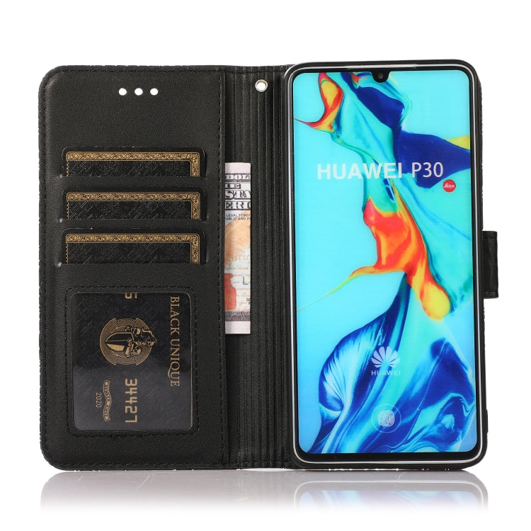 For Huawei P30 Skin Feel Embossed Sunflower Horizontal Flip Leather Case with Holder & Card Slots & Wallet & Lanyard(Black) - Huawei Cases by PMC Jewellery | Online Shopping South Africa | PMC Jewellery