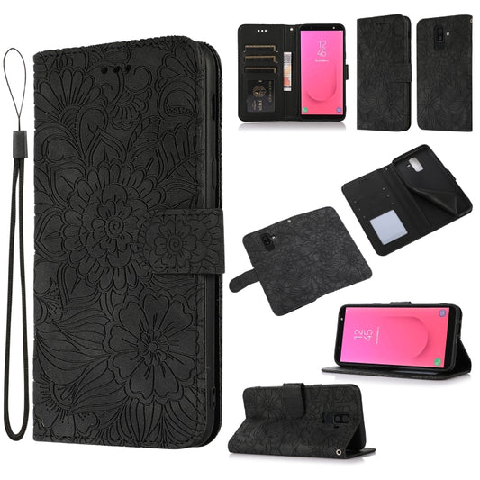 For Samsung Galaxy J8 Skin Feel Embossed Sunflower Horizontal Flip Leather Case with Holder & Card Slots & Wallet & Lanyard(Black) - Galaxy Phone Cases by PMC Jewellery | Online Shopping South Africa | PMC Jewellery