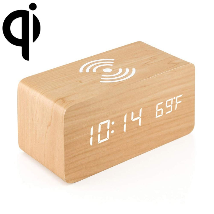 KD8801 5W Wooden Creative Wireless Charger LED Mirror Digital Display Sub-alarm Clock, Regular Style(Bamboo White Characters) - Wireless Charger by PMC Jewellery | Online Shopping South Africa | PMC Jewellery | Buy Now Pay Later Mobicred