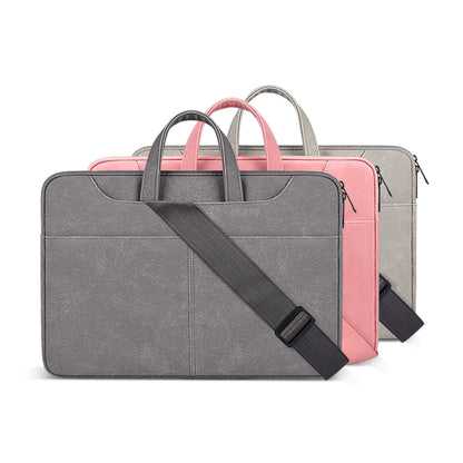 ST06SDJ Frosted PU Business Laptop Bag with Detachable Shoulder Strap, Size:14.1-15.4 inch(Pink) - 15 inch by PMC Jewellery | Online Shopping South Africa | PMC Jewellery | Buy Now Pay Later Mobicred