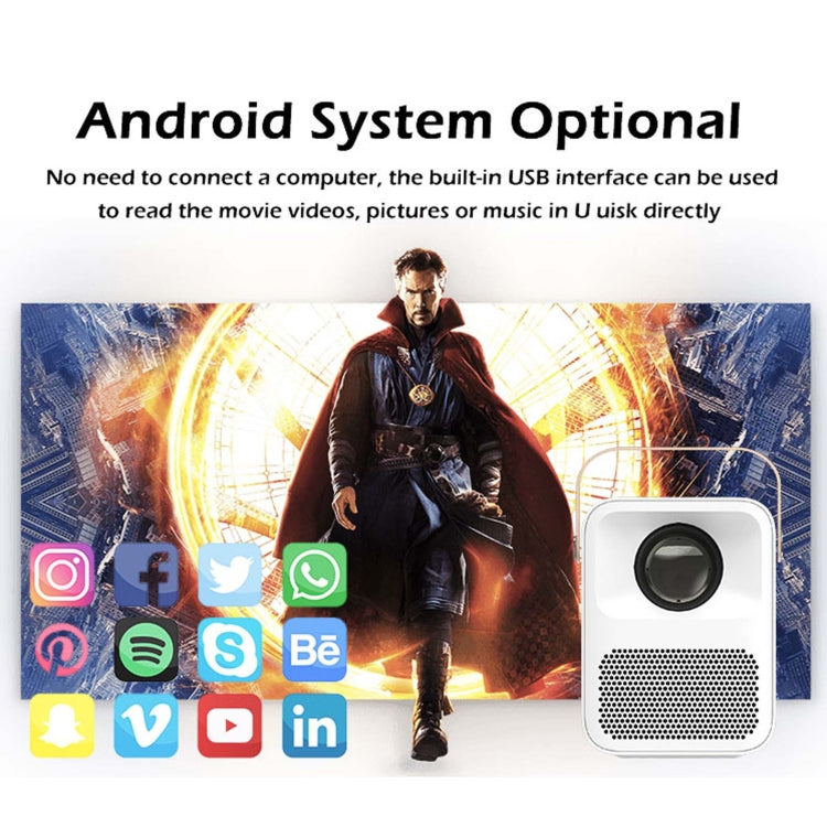 WEJOY Y1 1920x1080P 100 ANSI Lumens Portable Home Theater LED HD Digital Projector with Battery, Android 6.0, 1G+16G, UK Plug (White) - LED Projector by WEJOY | Online Shopping South Africa | PMC Jewellery | Buy Now Pay Later Mobicred