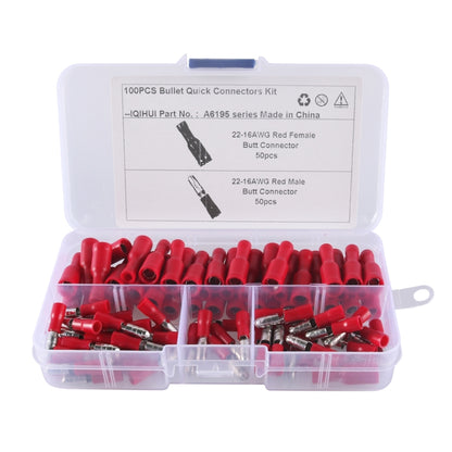 A6195 100 PCS Red AWG22~16 Car Cable Connection Cold Press Terminal Male & Female Connector - Booster Cable & Clip by PMC Jewellery | Online Shopping South Africa | PMC Jewellery | Buy Now Pay Later Mobicred