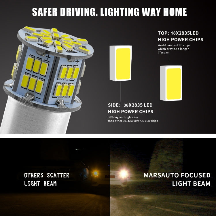 1 Pair E0053 9-14V 1157-54SMD-2835 6000K 1080LM White Light Car Decoding Brake Driving Light - Brake Lights by PMC TechLife | Online Shopping South Africa | PMC TechLife | Buy Now Pay Later Mobicred