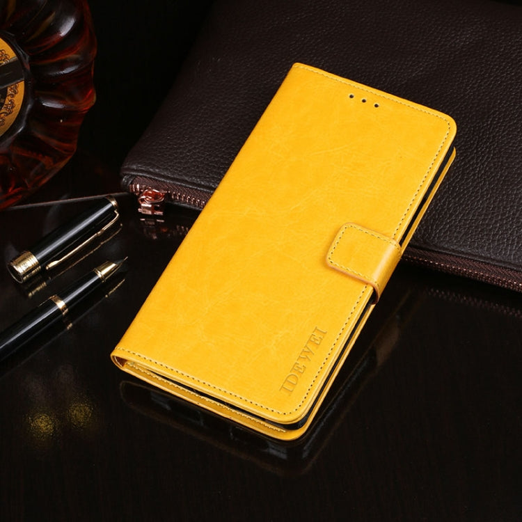 For Alcatel 1 2021 idewei Crazy Horse Texture Horizontal Flip Leather Case with Holder & Card Slots & Wallet(Yellow) - More Brand by idewei | Online Shopping South Africa | PMC Jewellery | Buy Now Pay Later Mobicred