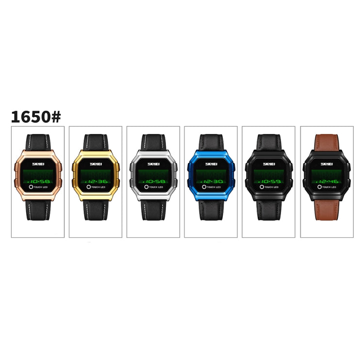 SKMEI 1650 Leather Strap Version LED Digital Display Electronic Watch with Touch Luminous Button(Rose Gold) - free shipping - PMC TechLife - Order now!