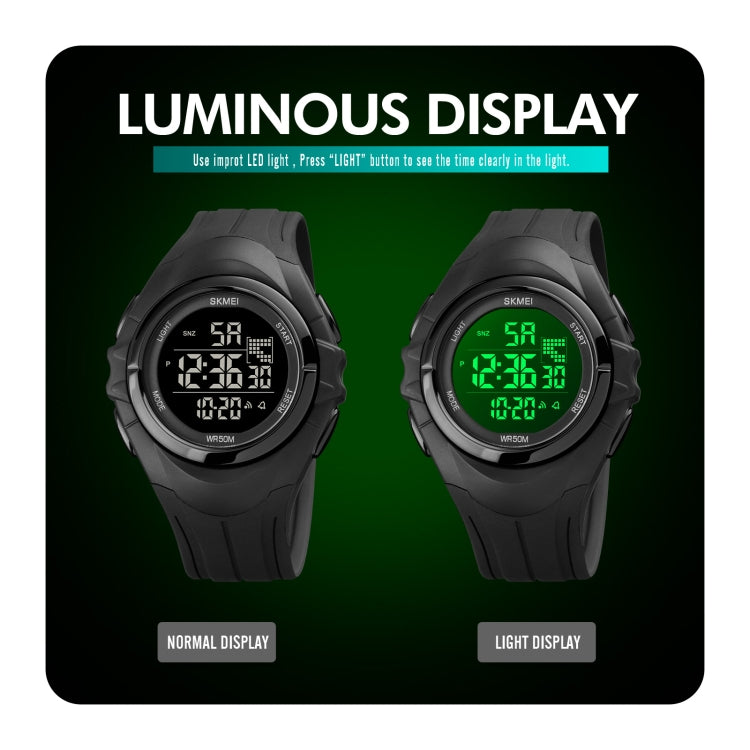 SKMEI 1790 Triplicate Round LED Dual Time Digital Display Luminous Electronic Watch for Men(Black) - free shipping - PMC TechLife - Order now!
