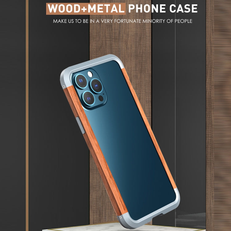 For iPhone 13 Pro Max R-JUST Shockproof Iron + Wood Bumper Protective Case - iPhone 13 Pro Max Cases by R-JUST | Online Shopping South Africa | PMC Jewellery