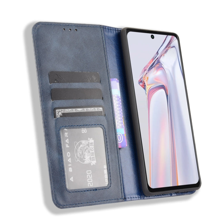 For Blackview A100 Magnetic Buckle Retro Crazy Horse Texture Horizontal Flip Leather Case with Holder & Card Slots & Photo Frame(Blue) - More Brand by PMC Jewellery | Online Shopping South Africa | PMC Jewellery | Buy Now Pay Later Mobicred