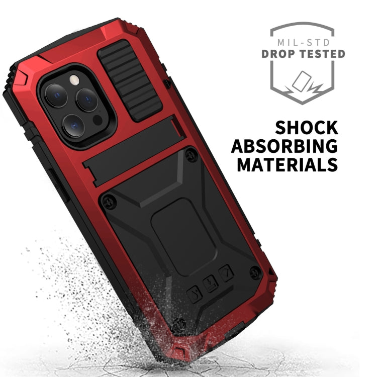 For iPhone 13 Pro R-JUST Shockproof Waterproof Dust-proof Metal + Silicone Protective Case with Holder (Red) - iPhone 13 Pro Cases by R-JUST | Online Shopping South Africa | PMC TechLife | Buy Now Pay Later Mobicred
