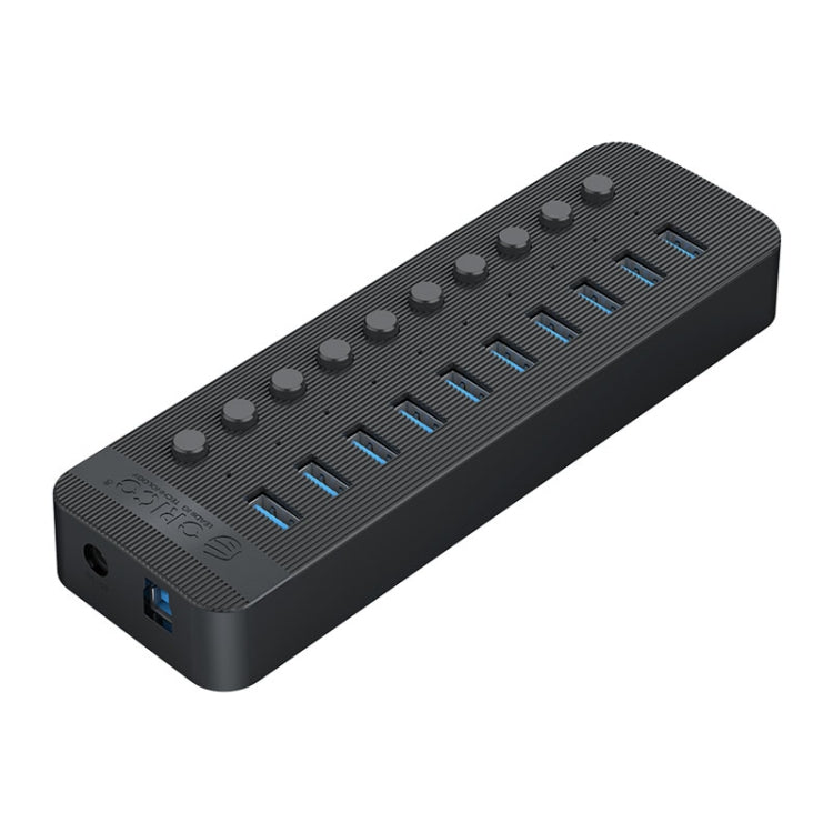 ORICO CT2U3-10AB-BK 10 In 1 Plastic Stripes Multi-Port USB HUB with Individual Switches, AU Plug(Black) - USB 3.0 HUB by ORICO | Online Shopping South Africa | PMC Jewellery | Buy Now Pay Later Mobicred